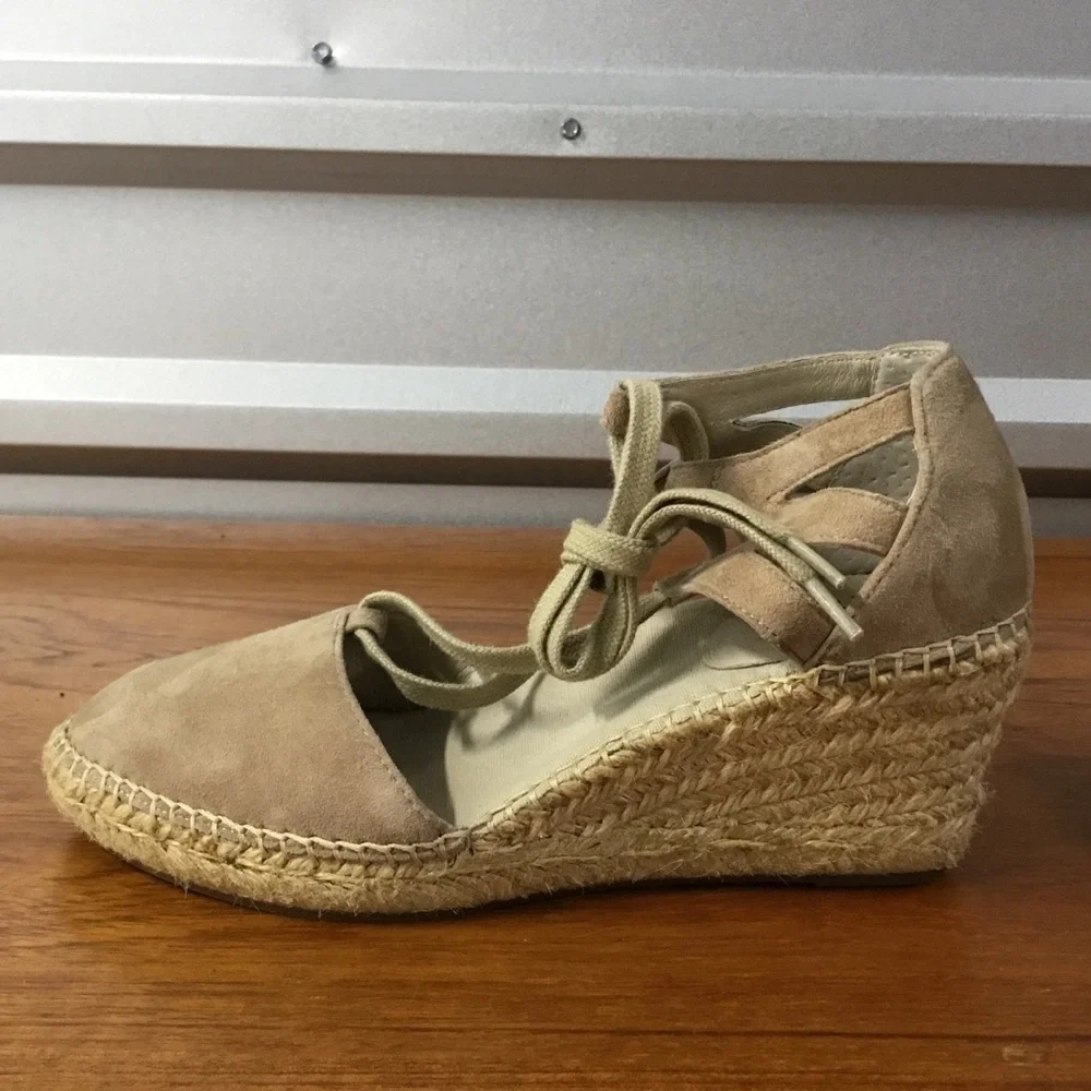 Abeo Women Dee Tan Suede Lace Up Fisherman Bio System Espadrilles Sandal Size 7